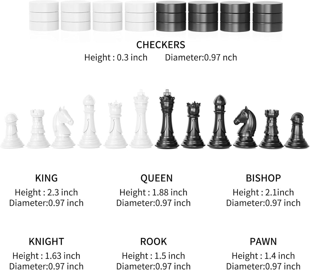 2-in-1 Chess Set and Magnetic Checkers Set - Foldable 13-inch Travel Board Game, Durable Plastic, Puzzle and Strategy Toys for Kids and Adults