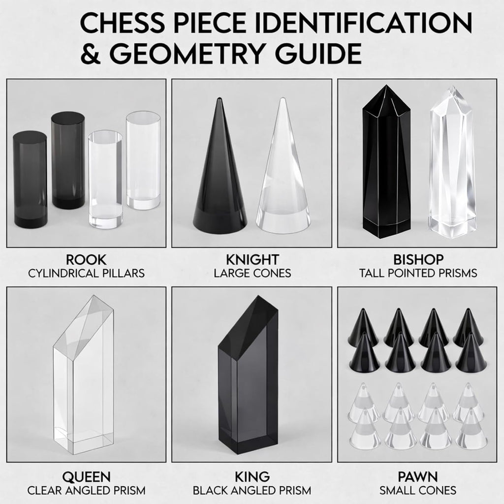 VioraWhite Acrylic Chess Set, 11.8 x 11.8 Inch Large Modern Table Chess Game Board for Adults